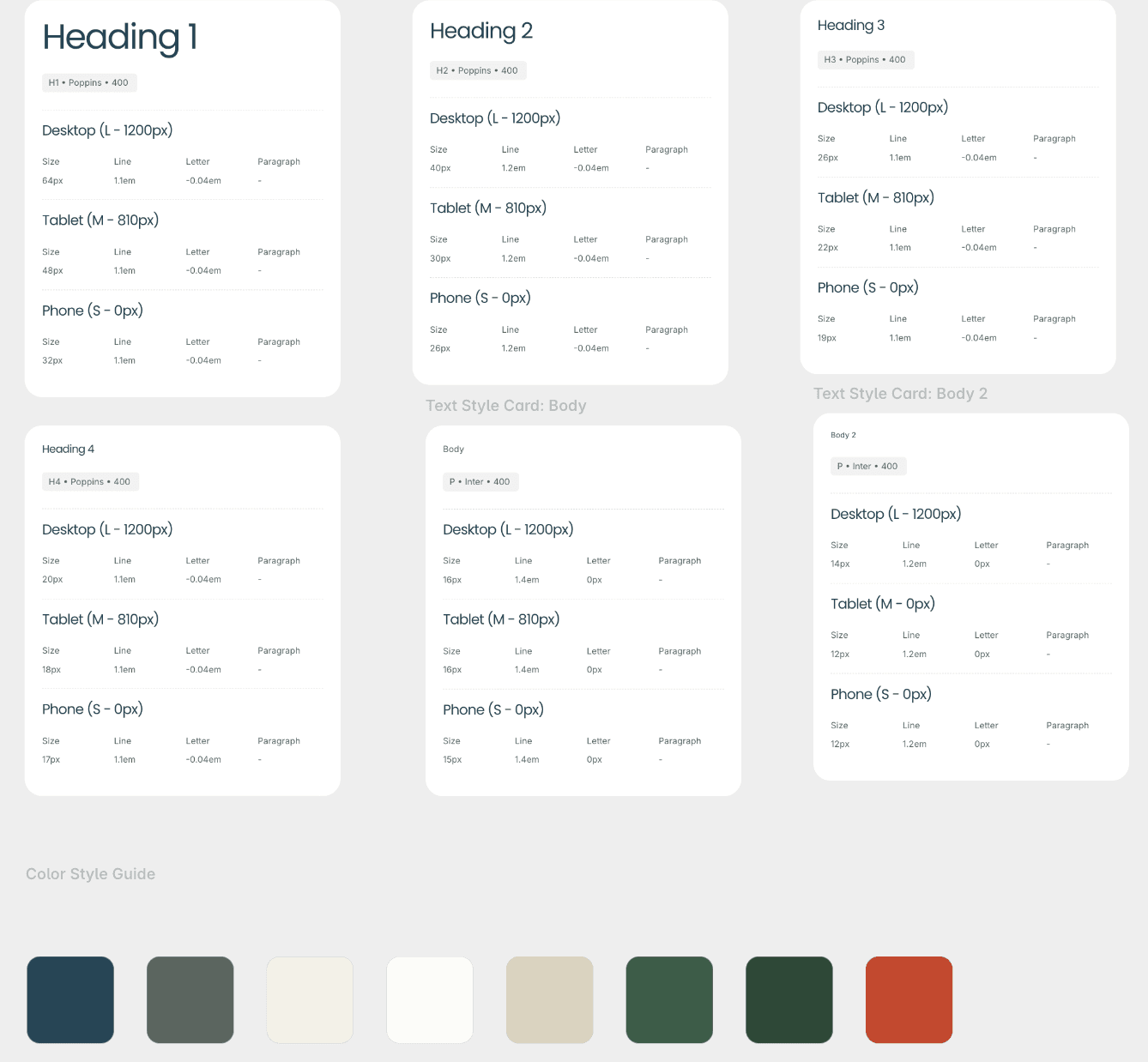 OB Design type scale and style guide