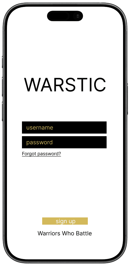Original Warstic app login screen