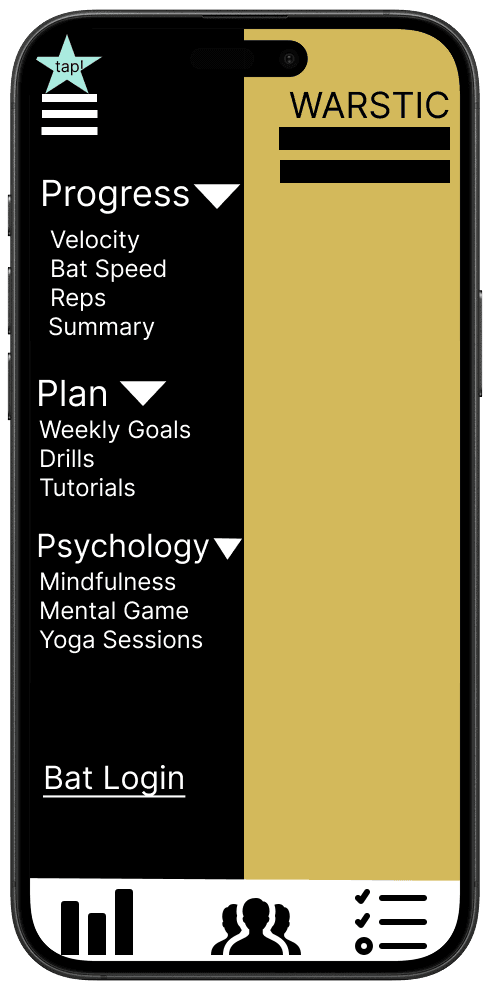 Original Warstic app progress options screen