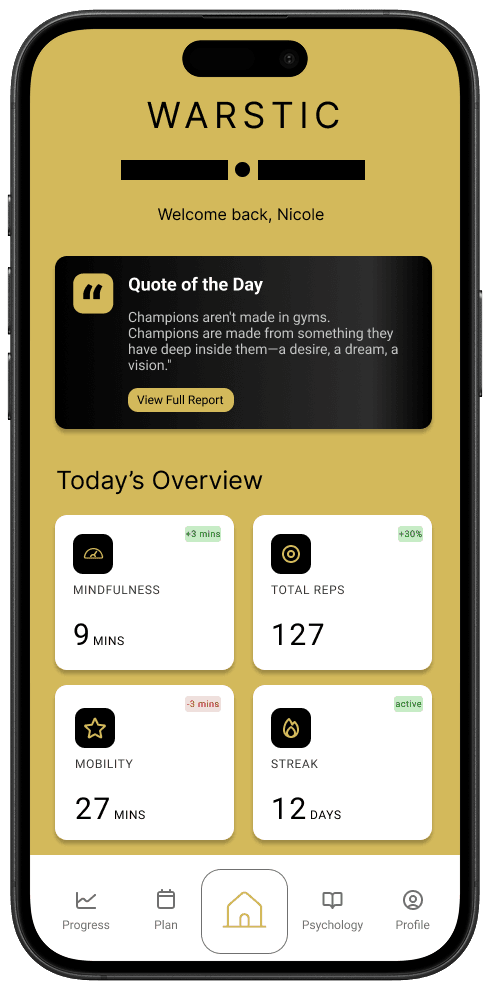 Warstic app dashboard screen
