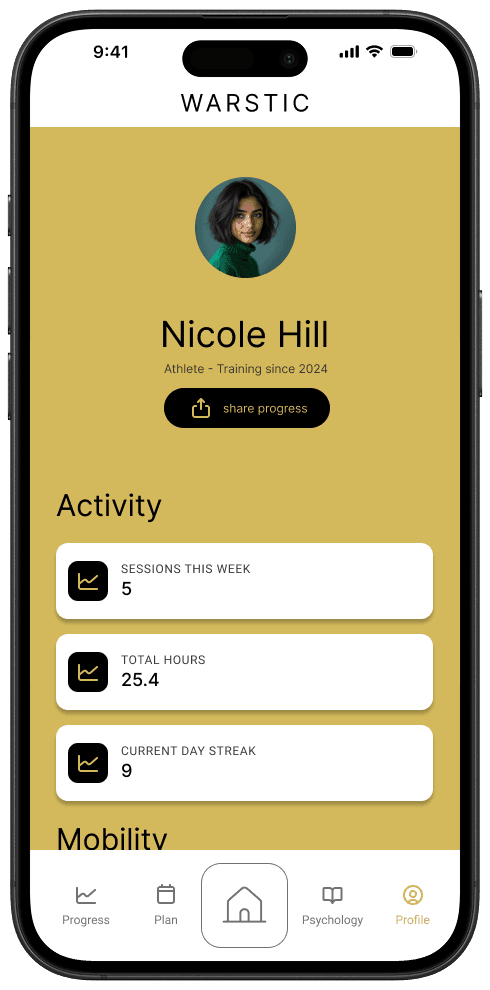 Warstic app player profile screen